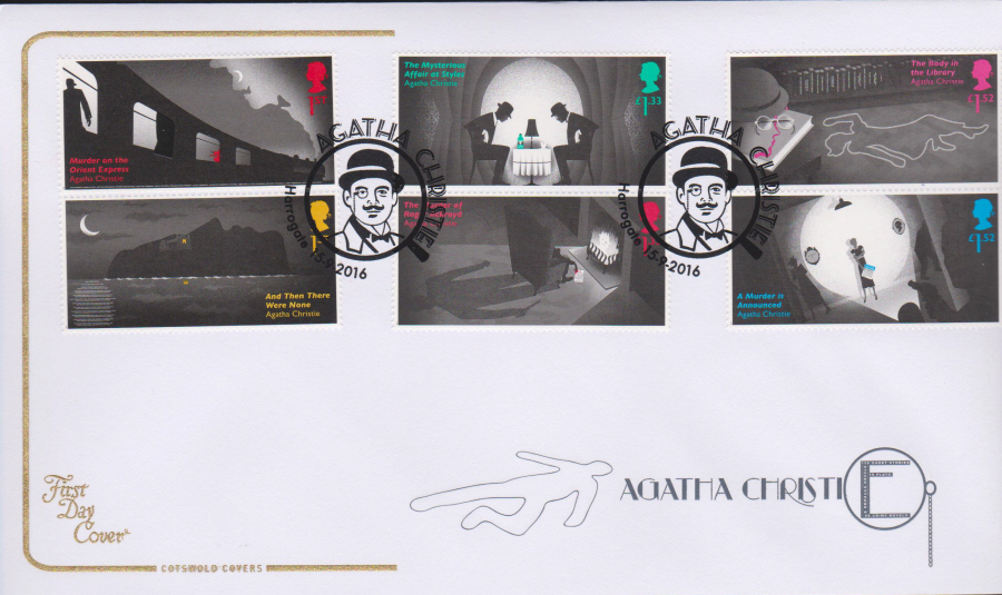 2016 - Agatha Christie, COTSWOLD First Day Cover, Harrogate Postmark